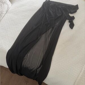 Fashion Nova Black Sheer Wrap Skirt bikini cover up